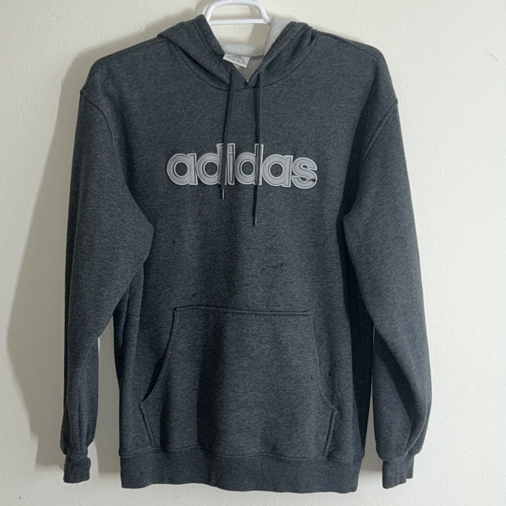 Adidas Gray Fleece  Long Sleeves Pullover Hoodie - Picture 4 of 17